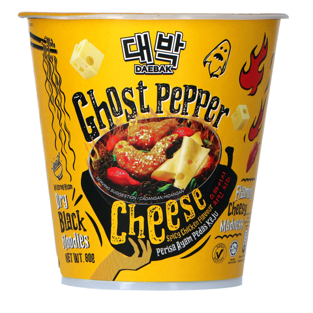 Picture of MY | Daebak | Ghost Pepper Black Ramen - Cup - Spicy Chicken Cheese | 24x80g.