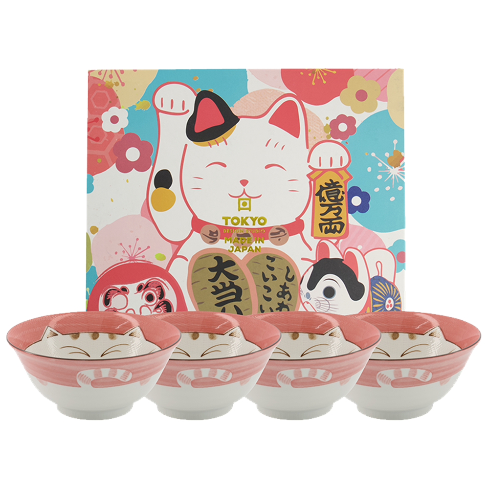 Picture of Mixed Bowls Pink Luckycat 15x7cm  