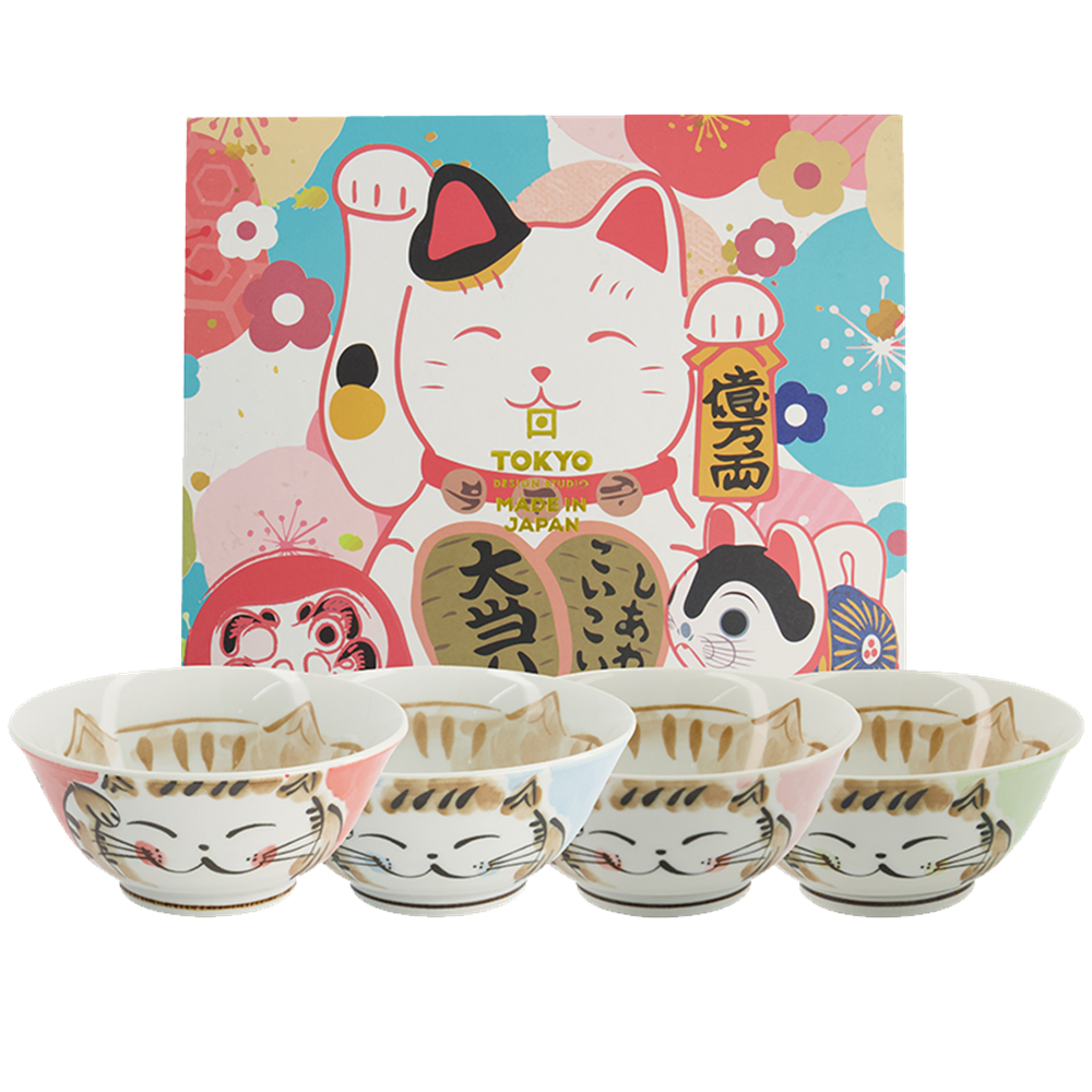 Picture of Mixed Bowls Colors Luckycat 15x7cm 500ml