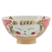 Picture of JP Rice Bowl Fuku Cat Red 11.5x6.2cmh 250ml MN