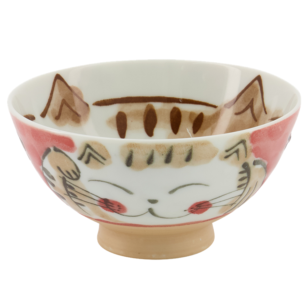 Picture of JP | Tokyo Design Studio | Kawaii Bowls, Rice Fuku Cat Red (300ml.) | 10pcs.