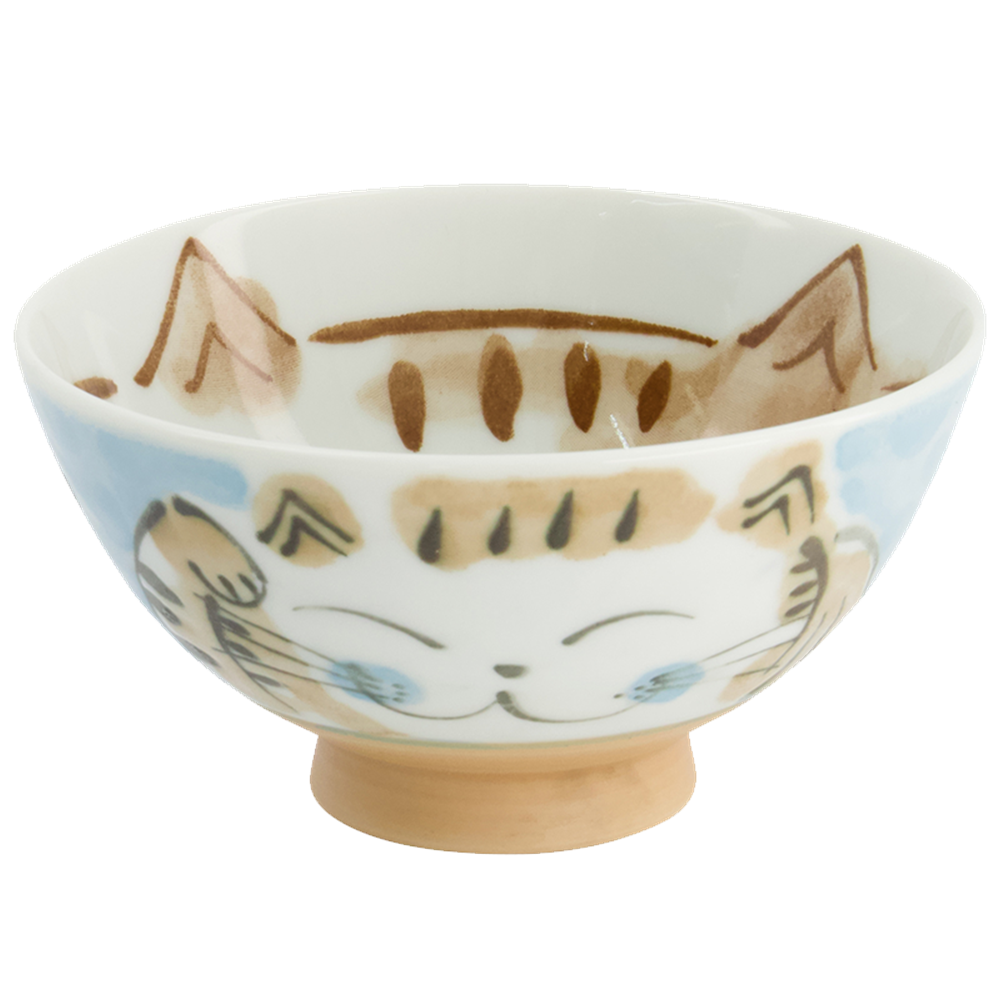Picture of JP | Tokyo Design Studio | Kawaii Bowls, Rice Fuku Cat Blue (300ml.) | 10pcs.