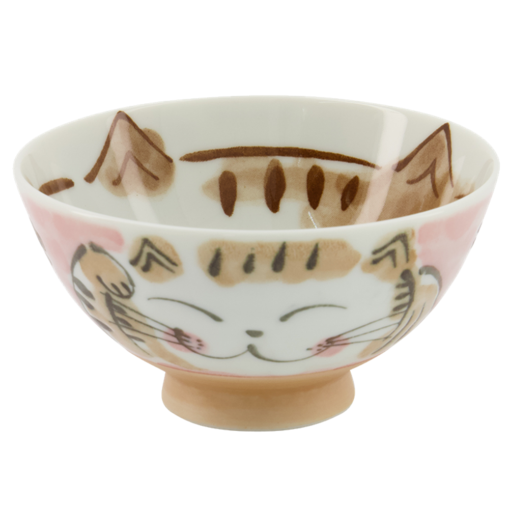 Picture of JP | Tokyo Design Studio | Kawaii Bowls, Rice Fuku Cat Pink (300ml.) | 10pcs.