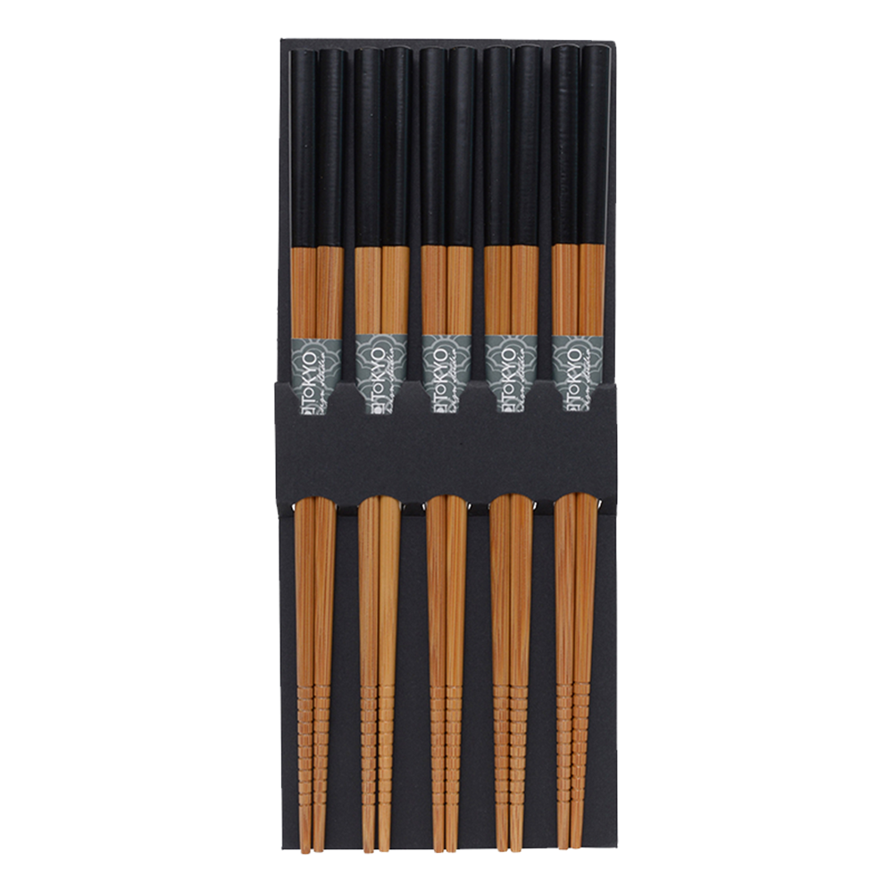 Picture of CN | Tokyo Design Studio | Chopsticks Bamboo Black - 5 Pair | 10 sets