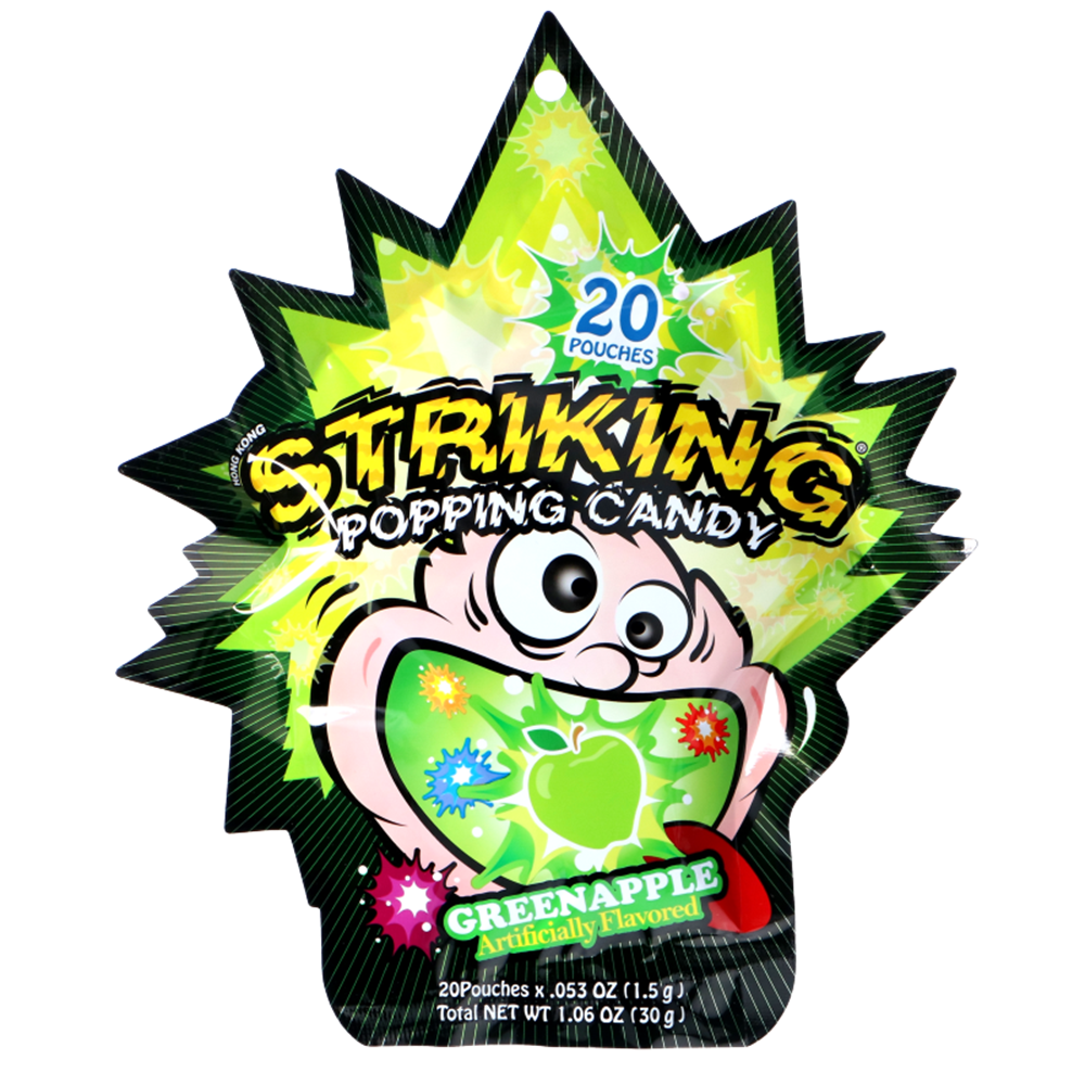 Picture of HK | Striking | Popping Candy - Green Apple - Strip | 4x12x30g.