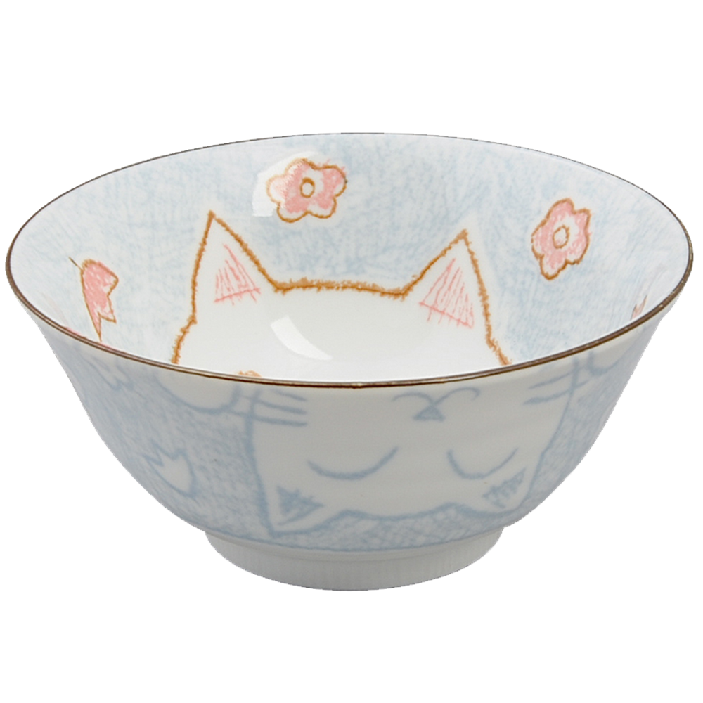 Picture of JP |Tokyo Design Studio | Kawaii Bowls, Lucky Cat Tayo Blue (500ml.) | 6pcs.