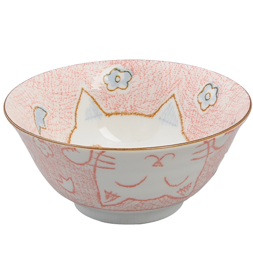 Picture of JP | Tokyo Design Studio | Kawaii Bowls, Lucky Cat Tayo Pink (500ml.) | 6pcs.