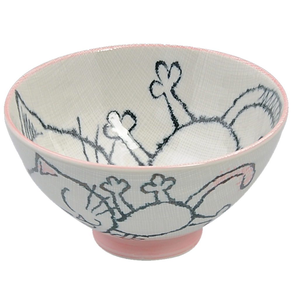Picture of JP |Tokyo Design Studio |  Kawaii Bowls, Rice Cat Pink (300ml.) | 10pcs.