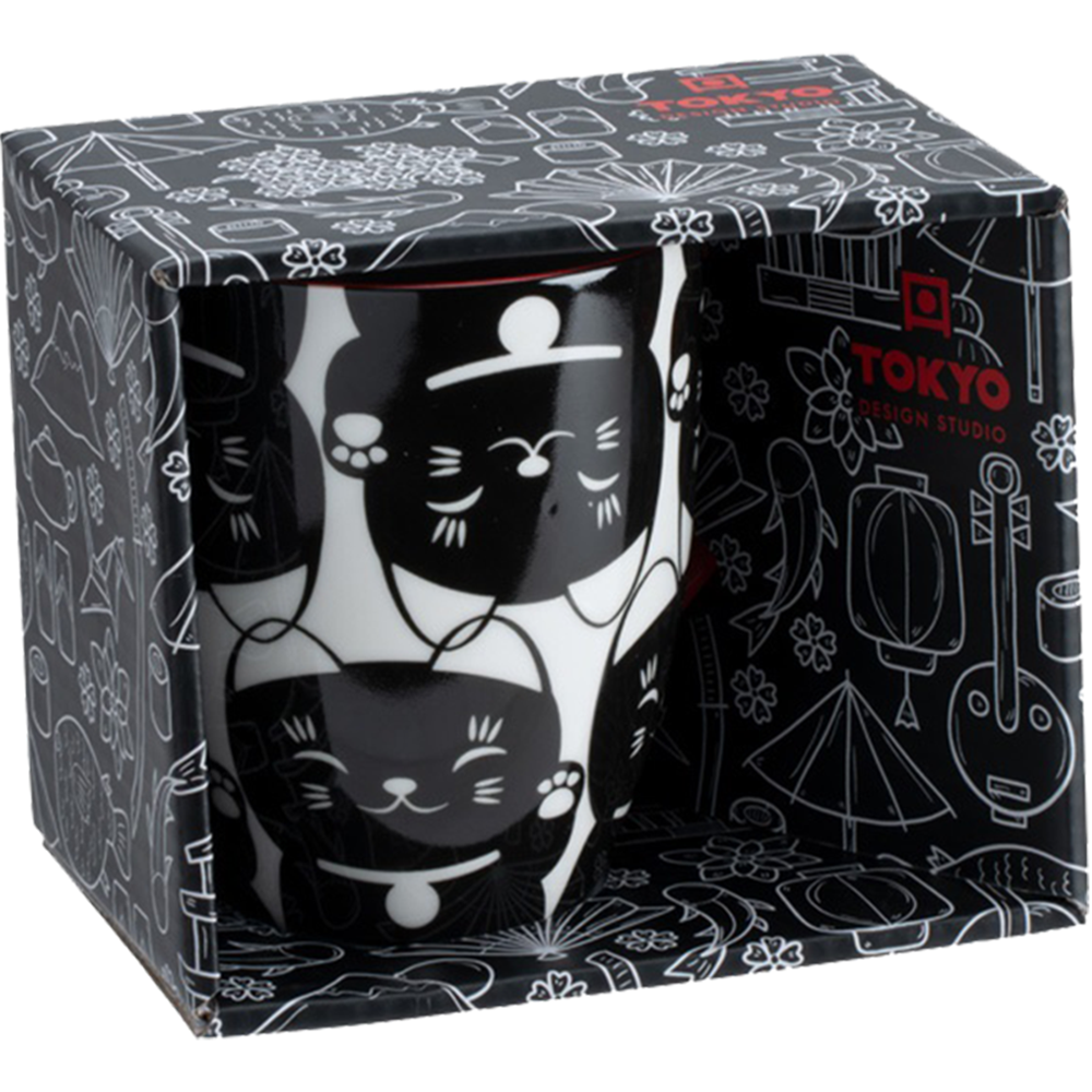 Picture of CN | Tokyo Design Studio | Kawaii Mug, Lucky Cat Black Giftbox (380ml.) | 6pcs.