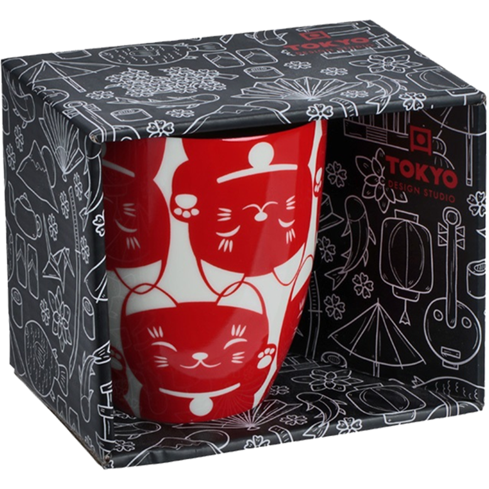 Picture of JP Mug Giftbox Lucky Cat Red - 380ml.