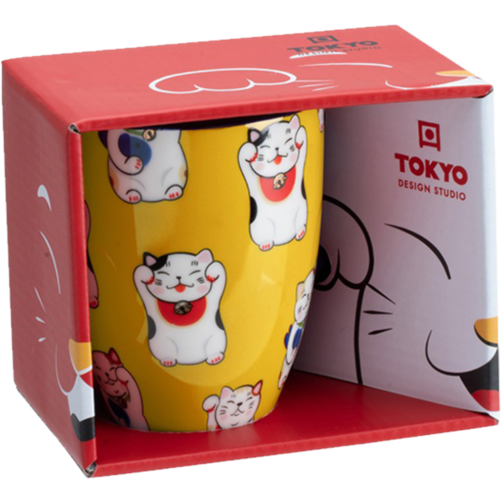Picture of CN | Tokyo Design Studio | Kawaii Mug, Lucky Cat Yellow Giftbox (380ml.) | 6pcs.