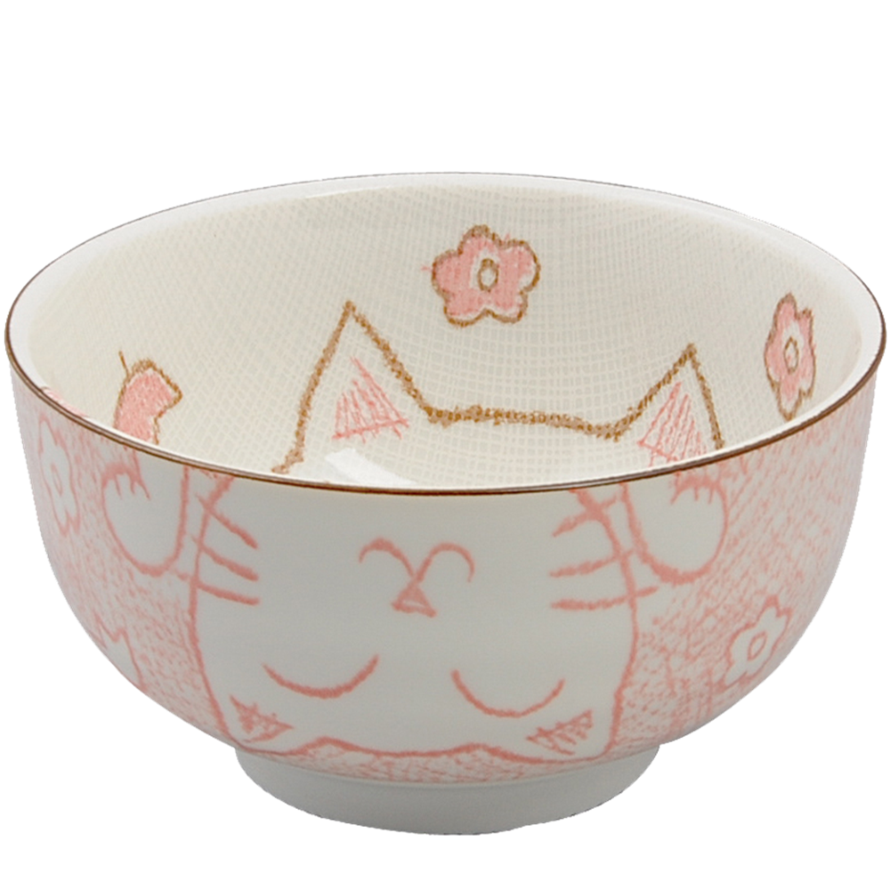 Picture of JP |Tokyo Design Studio | Kawaii Bowls, Lucky Cat Tayo Pink (300ml.) | 5pcs.