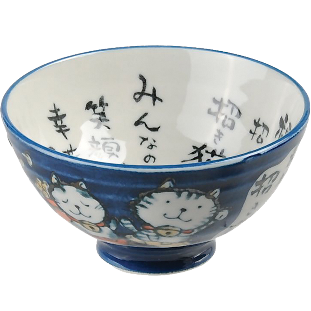 Picture of JP | Tokyo Design Studio | Kawaii Bowls, Lucky Cat Tayo Blue (300ml.) | 10pcs.