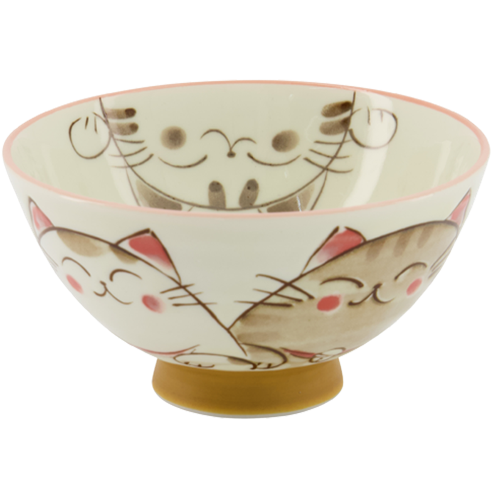 Picture of JP | Tokyo Design Studio | Kawaii Bowls, Lucky Cat  White-Brown (300ml.) | 10pcs.