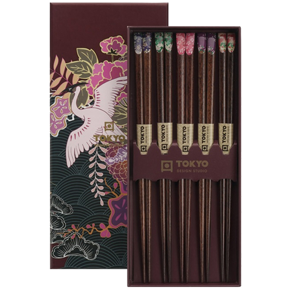 Picture of CN | Tokyo Design Studio | Chopsticks Giftset Japan Flower - 5 Pair | 10 sets