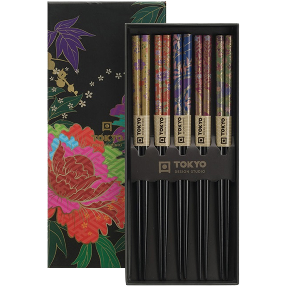 Picture of CN | Tokyo Design Studio | Chopsticks Giftset Peony Flower - 5 Pair | 10 sets