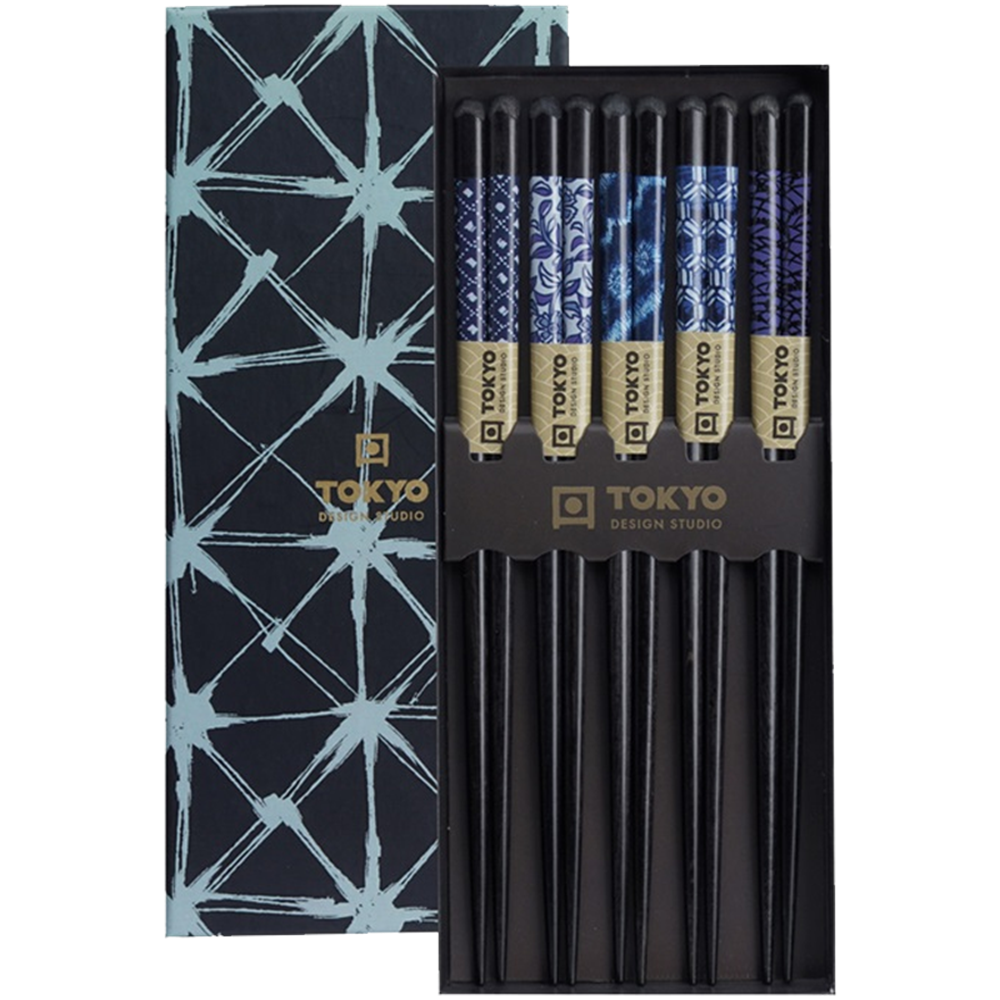Picture of CN | Tokyo Design Studio | Chopsticks Giftset Blue Mixed Design - 5 Pair | 10 sets