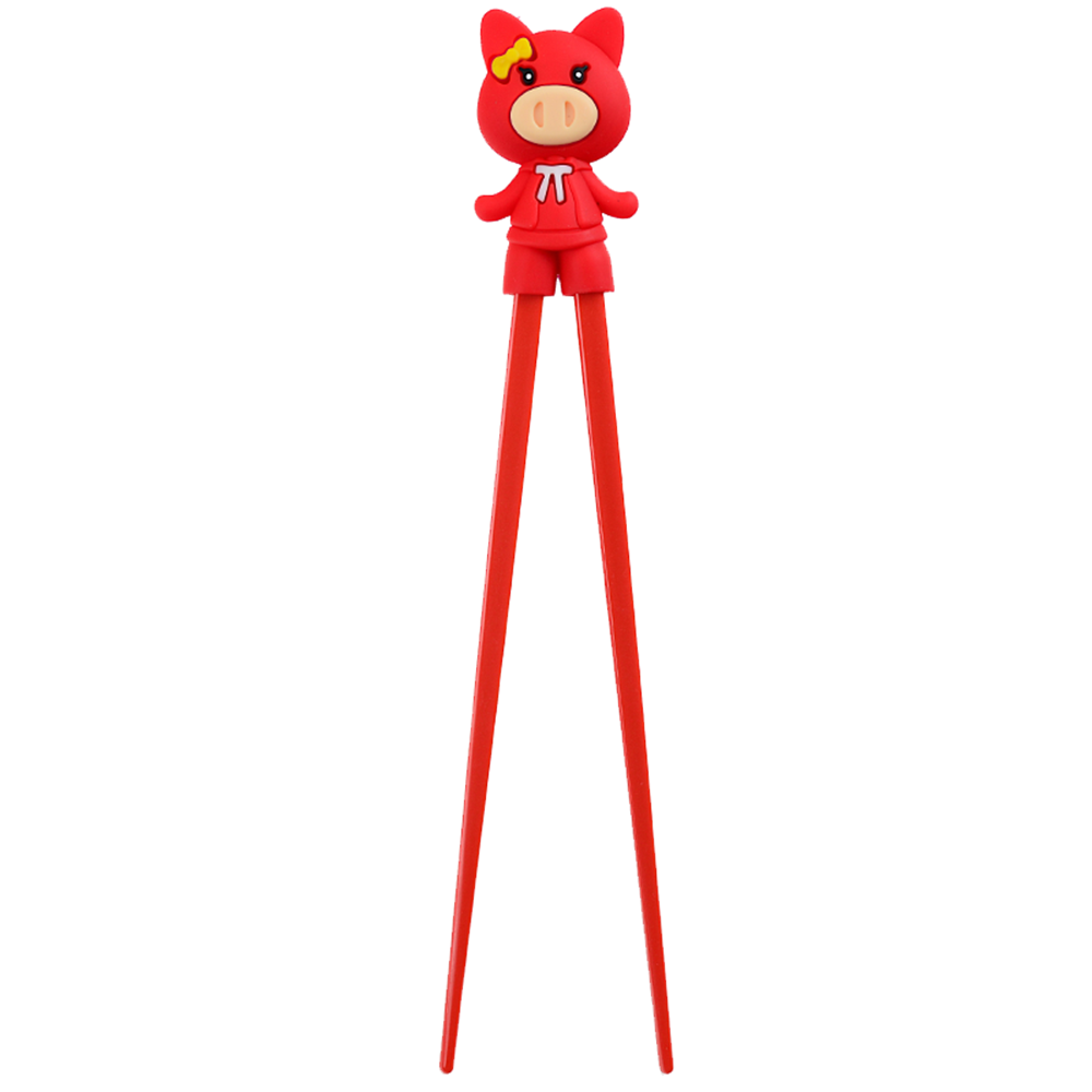Picture of CN | Tokyo Design Studio | Children Chopsticks Pig Girl Red (22cm.) | 24pcs.