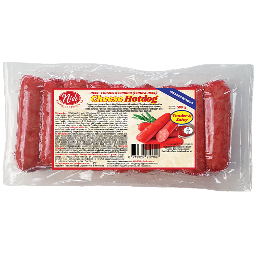 Afbeelding van NL | Nida | Hotdog Regular Size - Cheese (8 sausages) | 20x500g.