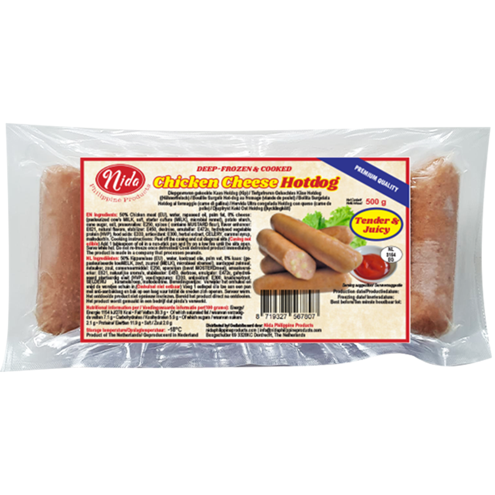 Picture of NL | Nida | Chicken Hotdog - Cheese (9 sausages) | 20x500g.
