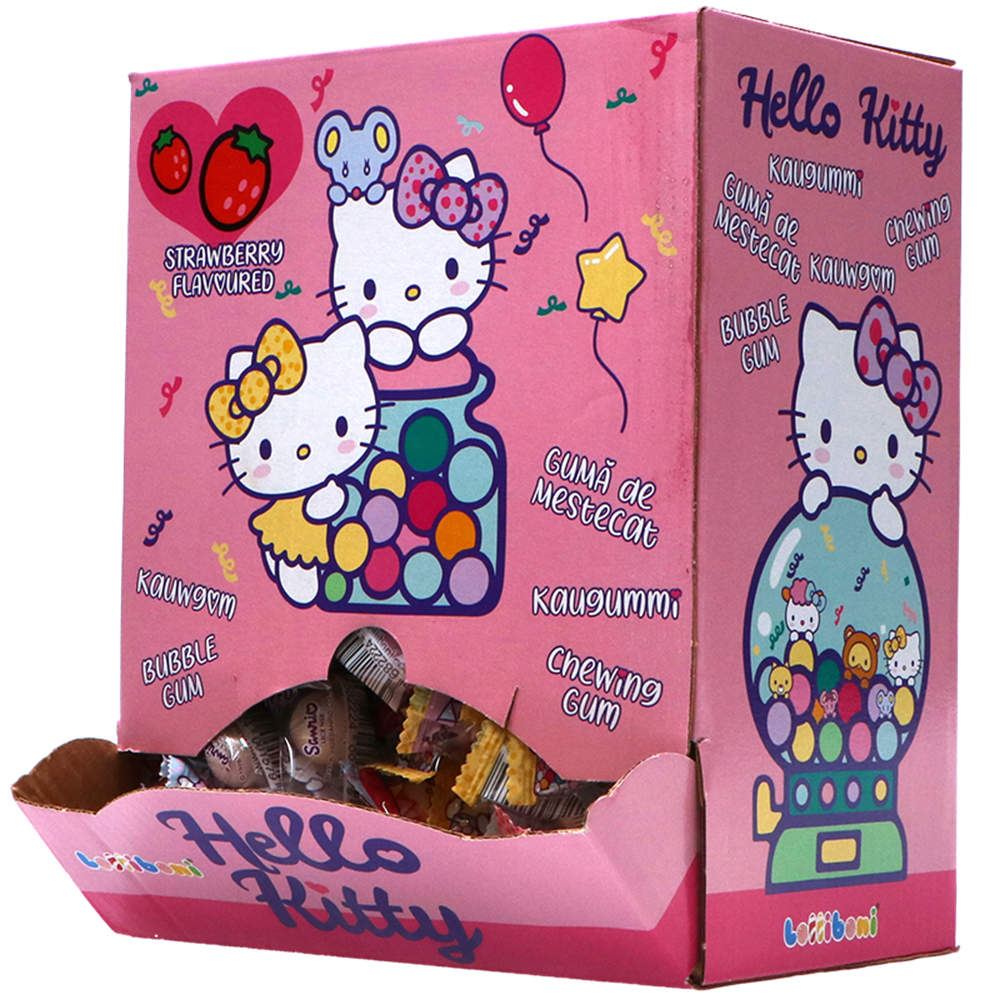 Picture of EU | Lolliboni / Hello Kitty | Chewing Gum  - Strawberry | 200pcs.