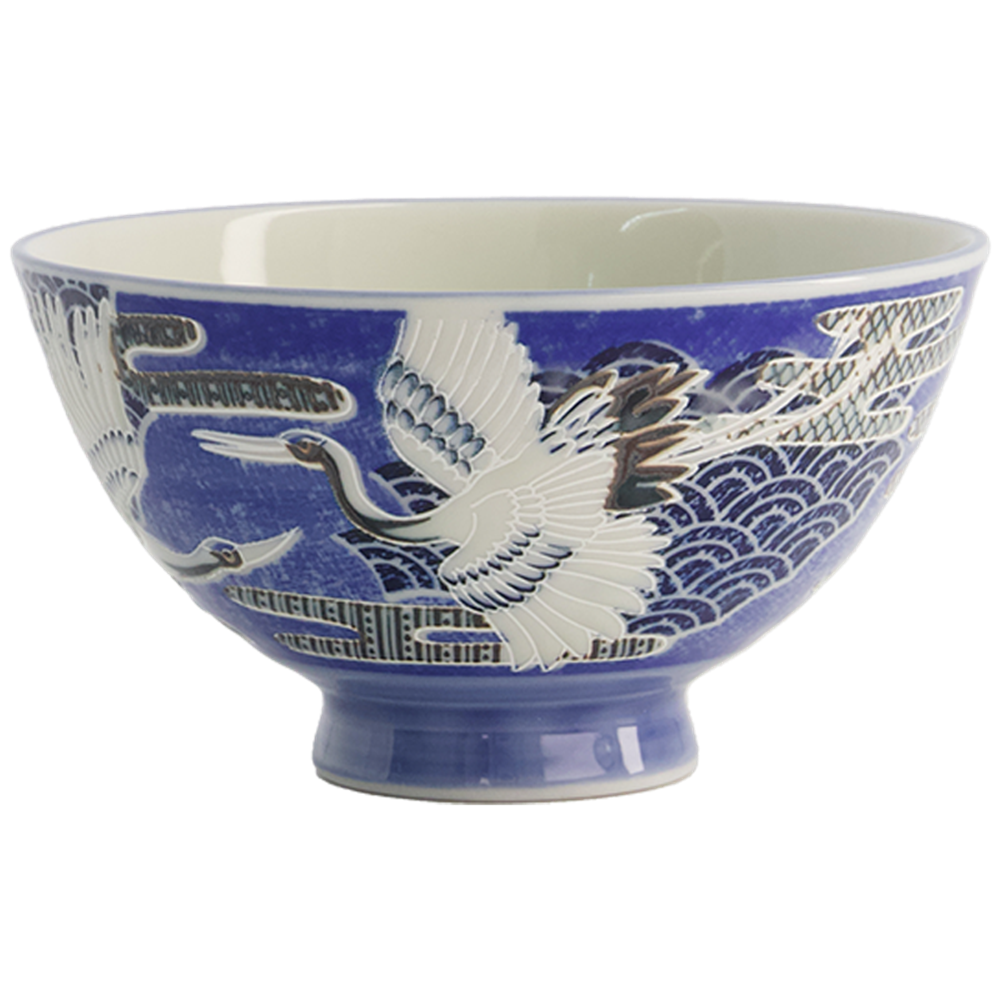 Picture of JP | Tokyo Design Studio | Kawaii Bowls, Rice Crane Blue (300ml.) | 10pcs.