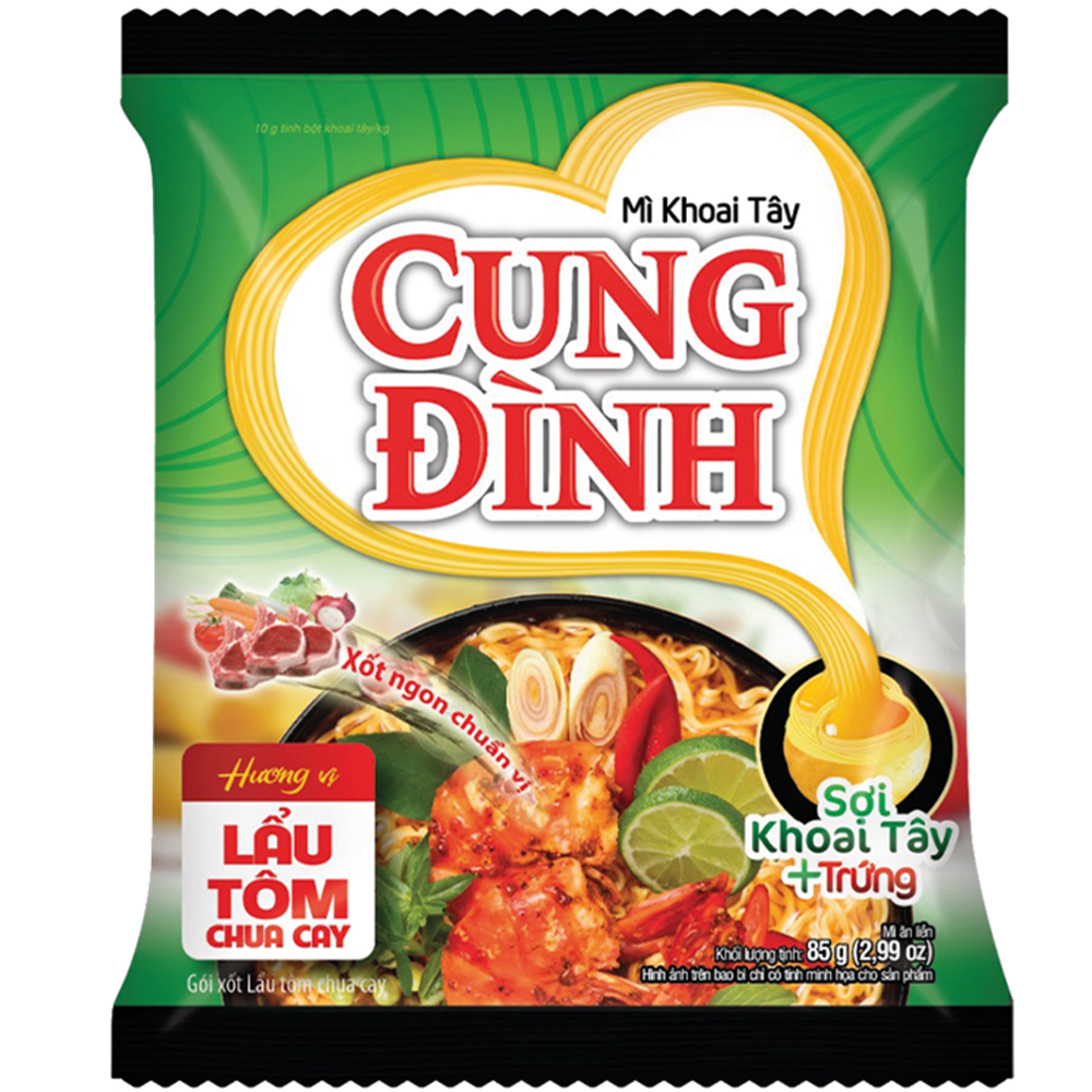 Picture of VN | Cung Dinh | Instant Noodles - Hot & Sour Prawn Hot Pot Flavor | 3x30x85g.