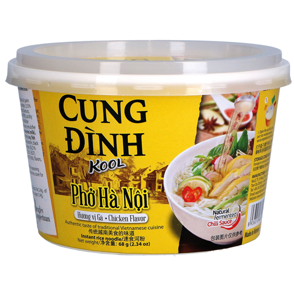 Picture of VN | Cung Dình - Kool Brand | Instant Noodles - Phở Hà Nội - Chicken Flavor - Bowl | 12x68g.