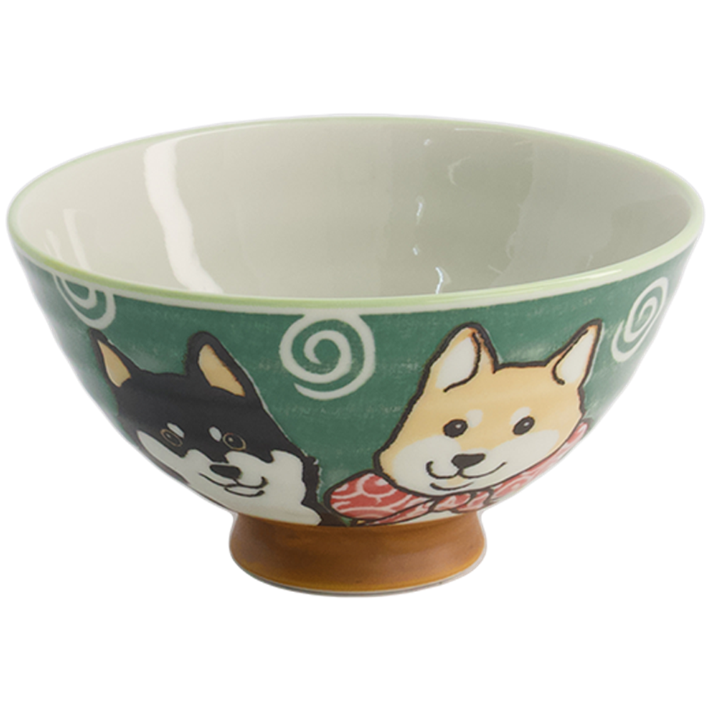 Picture of JP | Tokyo Design Studio | Kawaii Bowls, Rice Shiba-Dog Green (350ml.) |10pcs.