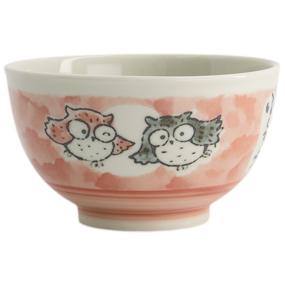 Picture of JP |Tokyo Design Studio |Kawaii Bowls, Rice Owl Pink (400ml.) | 5pcs.