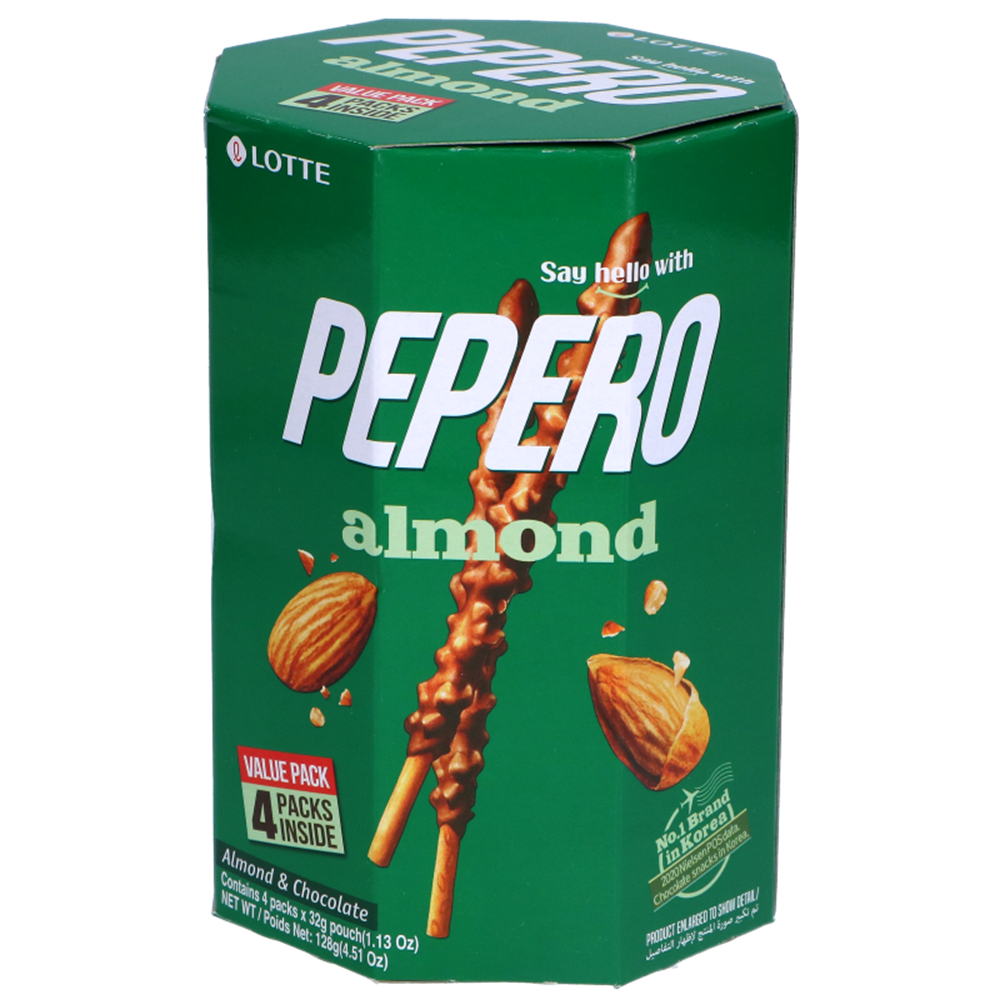 Picture of KR | LOTTE | Pepero Almond Chocolate Sticks - Multi Pack | 9x128g.