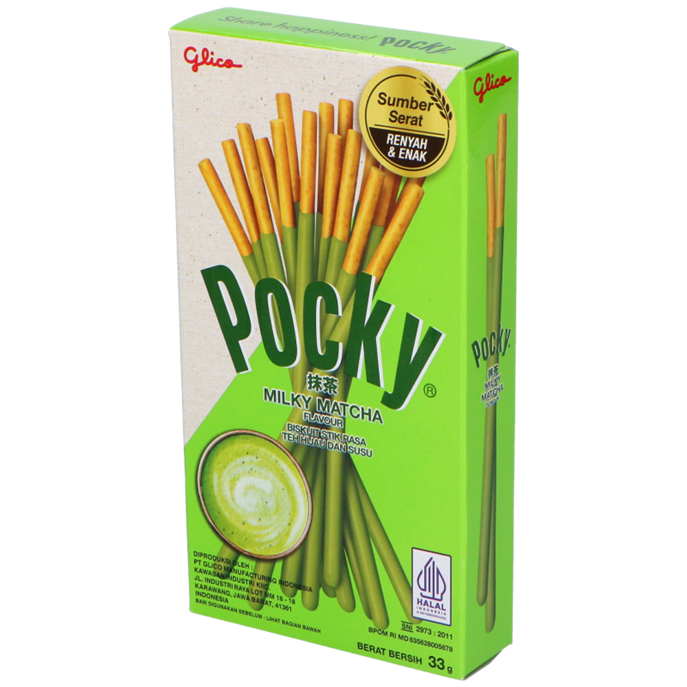 Picture of ID | Glico | Pocky Biscuit Stick Milky Matcha Flavor | 12x10x33g.