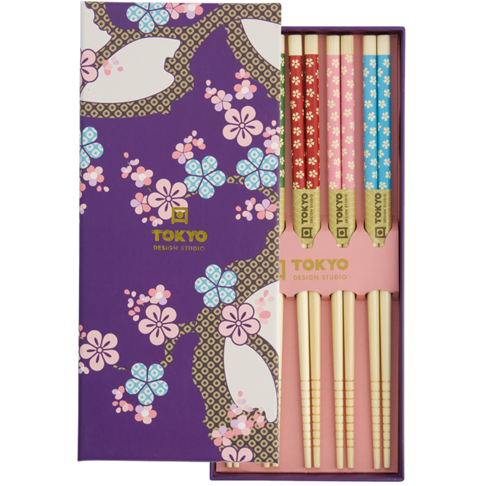 Picture of CN | Tokyo Design Studio | Chopsticks Giftset Dark Blue Sakura - 5 Pair | 10 sets