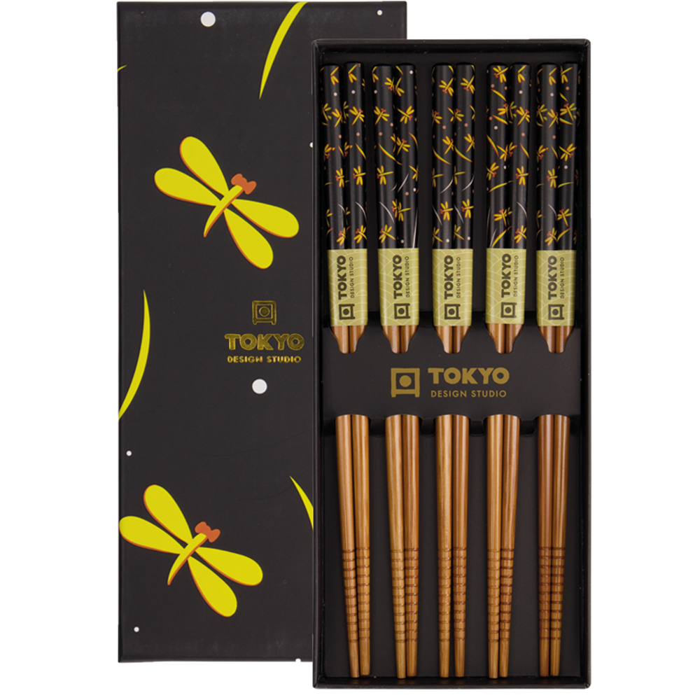 Picture of CN | Tokyo Design Studio | Chopsticks Giftset Yellow Dragonfly - 5 Pair | 10 sets