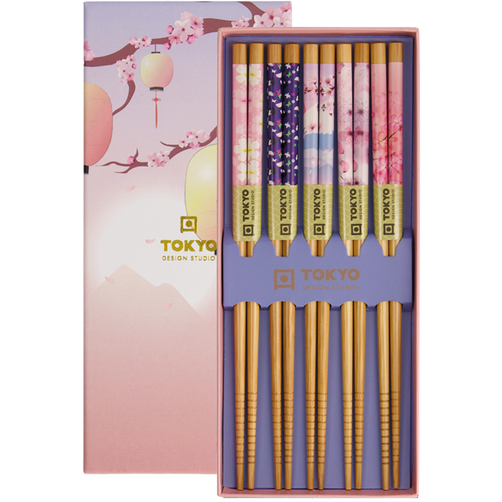 Picture of CN | Tokyo Design Studio | Chopsticks Giftset Pink Lantern - 5 Pair | 10 sets