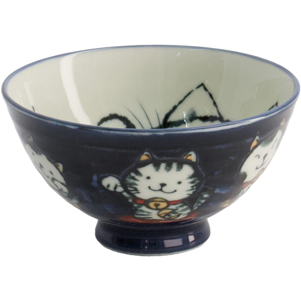 Afbeelding van JP | Tokyo Design Studio | Kawaii Bowls, Rice Cat Blue (300ml.) | 10pcs.