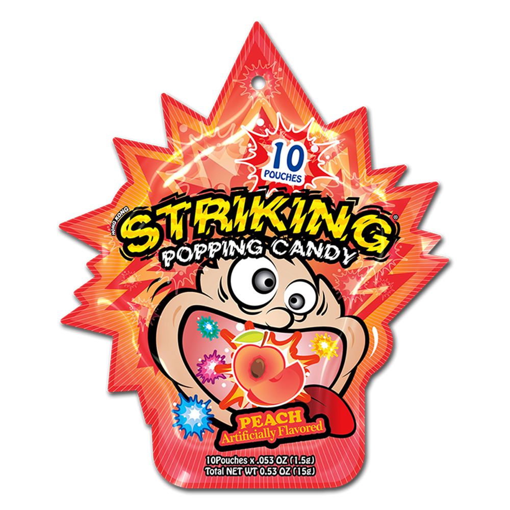 Picture of HK | Striking | Popping Candy - Peach - Strip | 4x12x15g. 