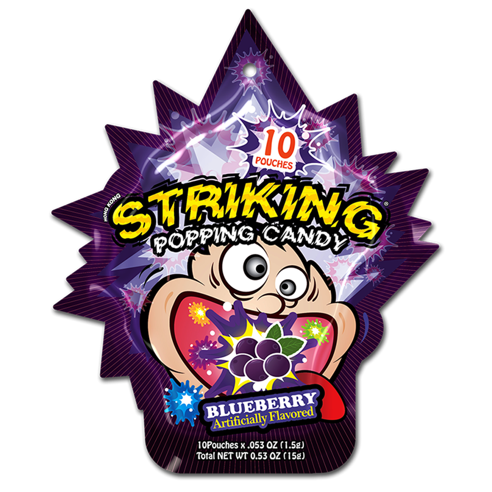 Picture of HK | Striking | Popping Candy - Blueberry - Strip | 4x12x15g.
