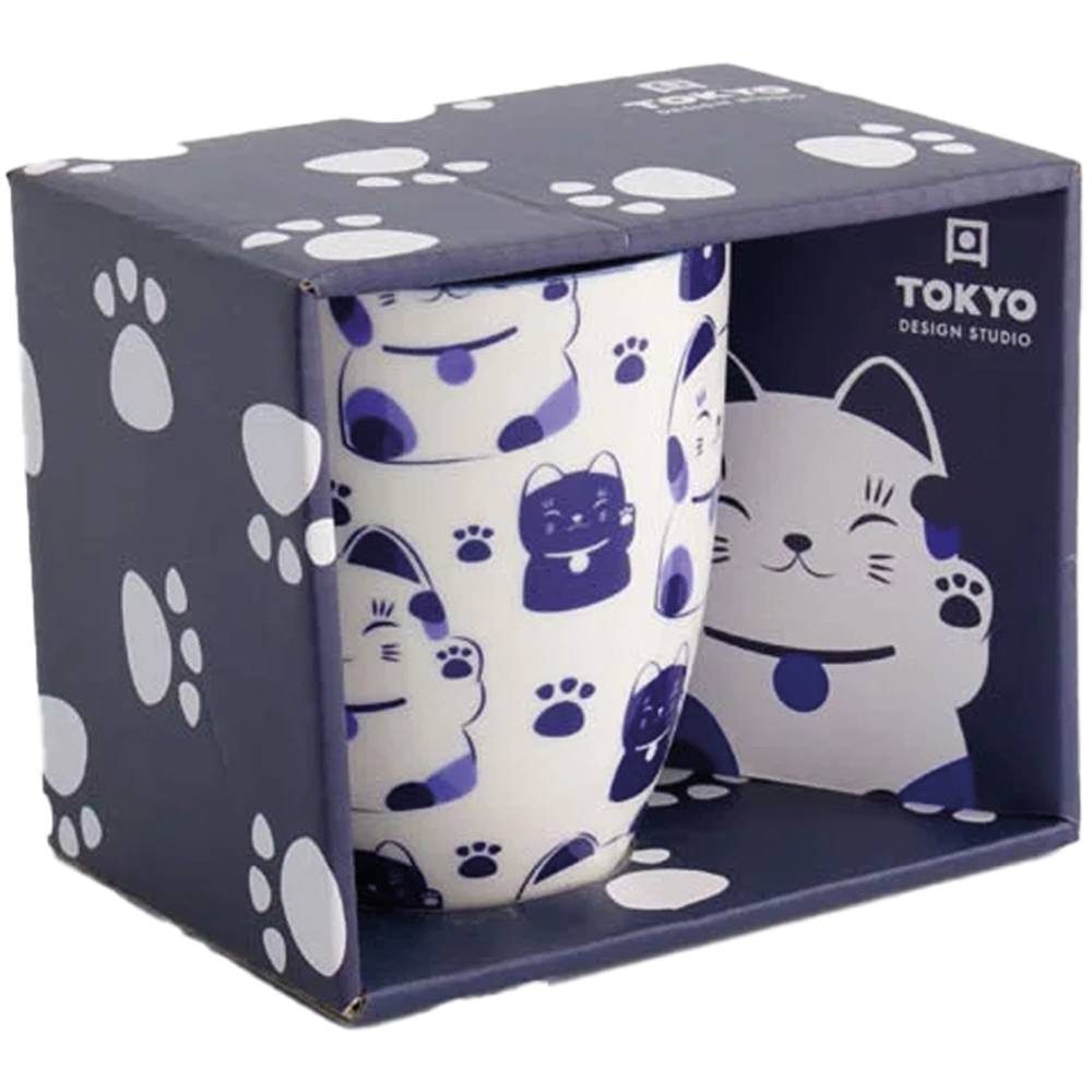 Picture of CN | Tokyo Design Studio | Kawaii Mug, Blue Maneko Cat Giftbox (380ml.) | 6pcs.