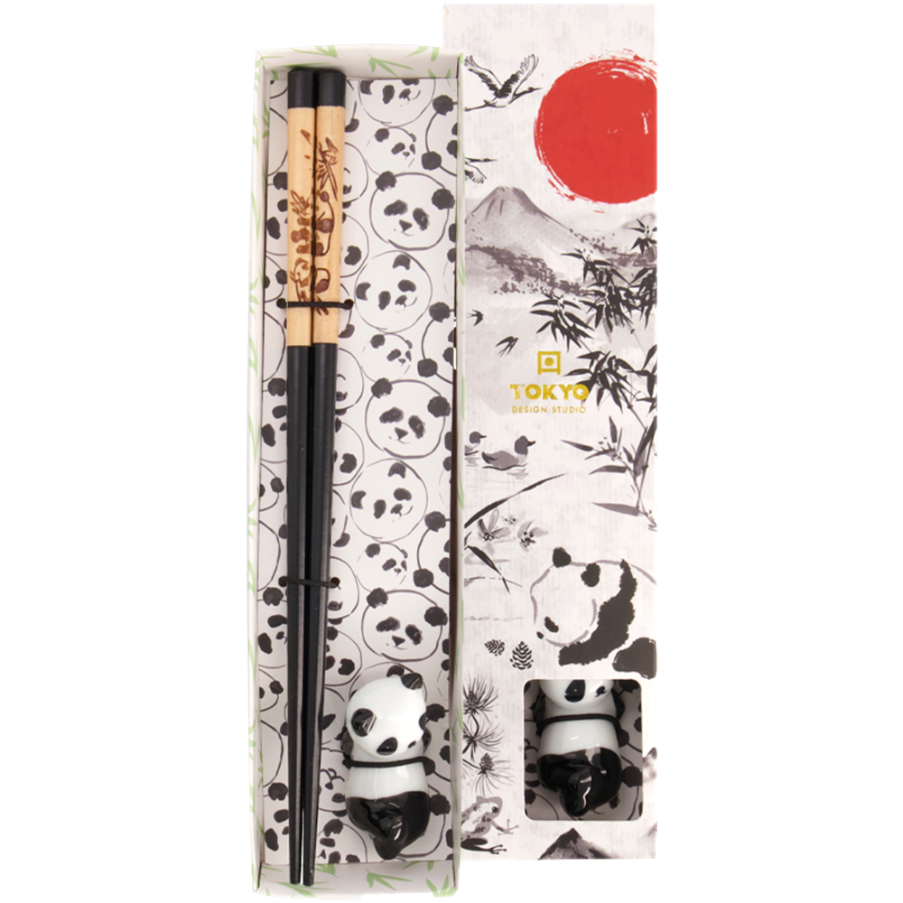 Afbeelding van CN | Tokyo Design Studio | Chopsticks Giftset and Rest Panda (B) | 10pcs.