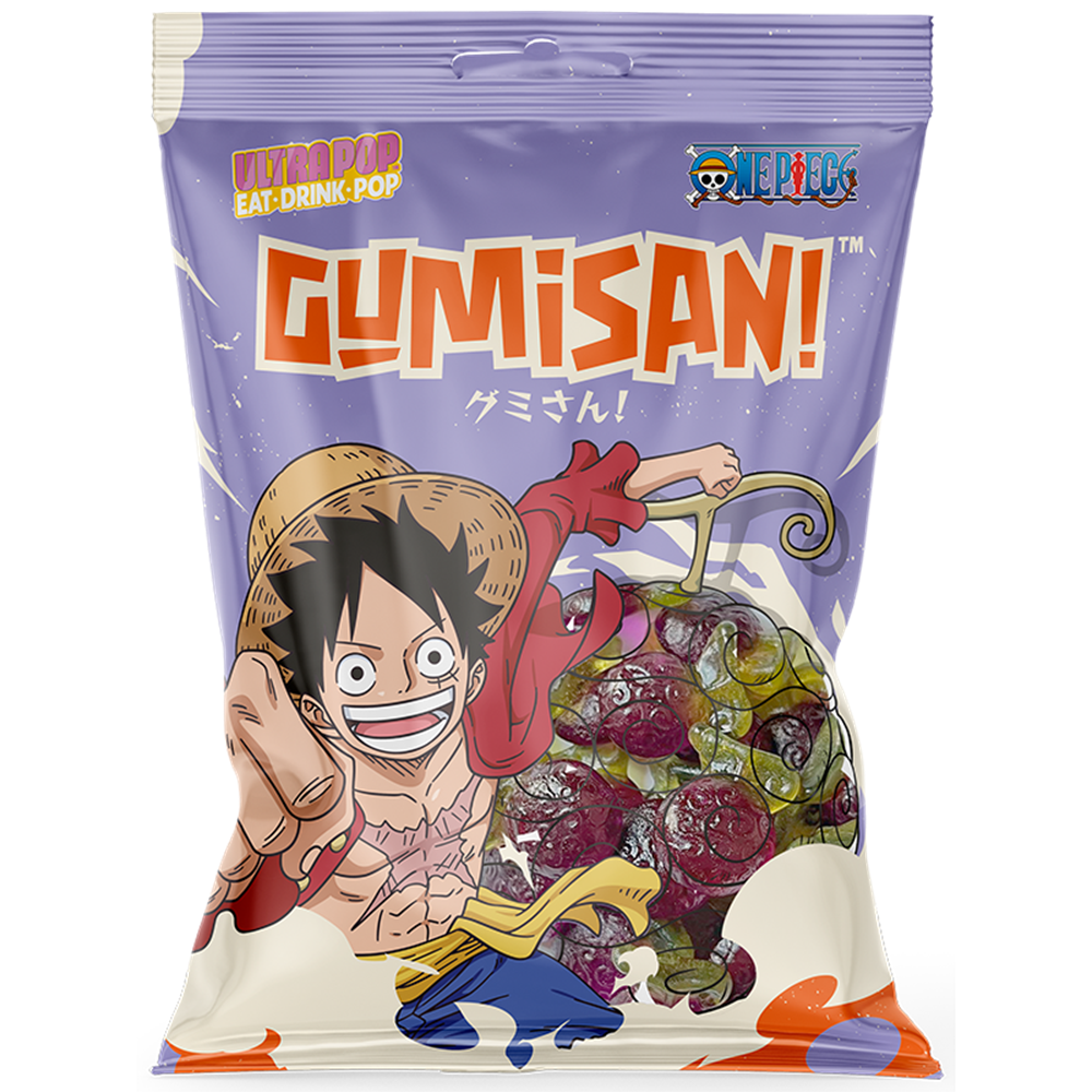 Afbeelding van EU | Ultra Pop | Gumisan | One Piece - Grape Flavored Gummies | Luffy | 14x180g.