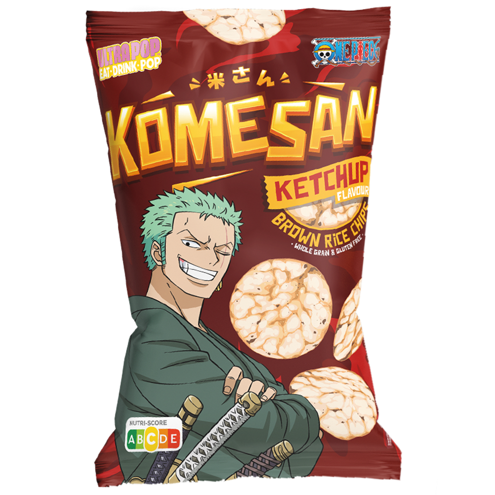 Afbeelding van EU | Ultra Pop | Komesan | One Piece - Ketchup Flavored Rice Chips | Zoro | 24x60g.