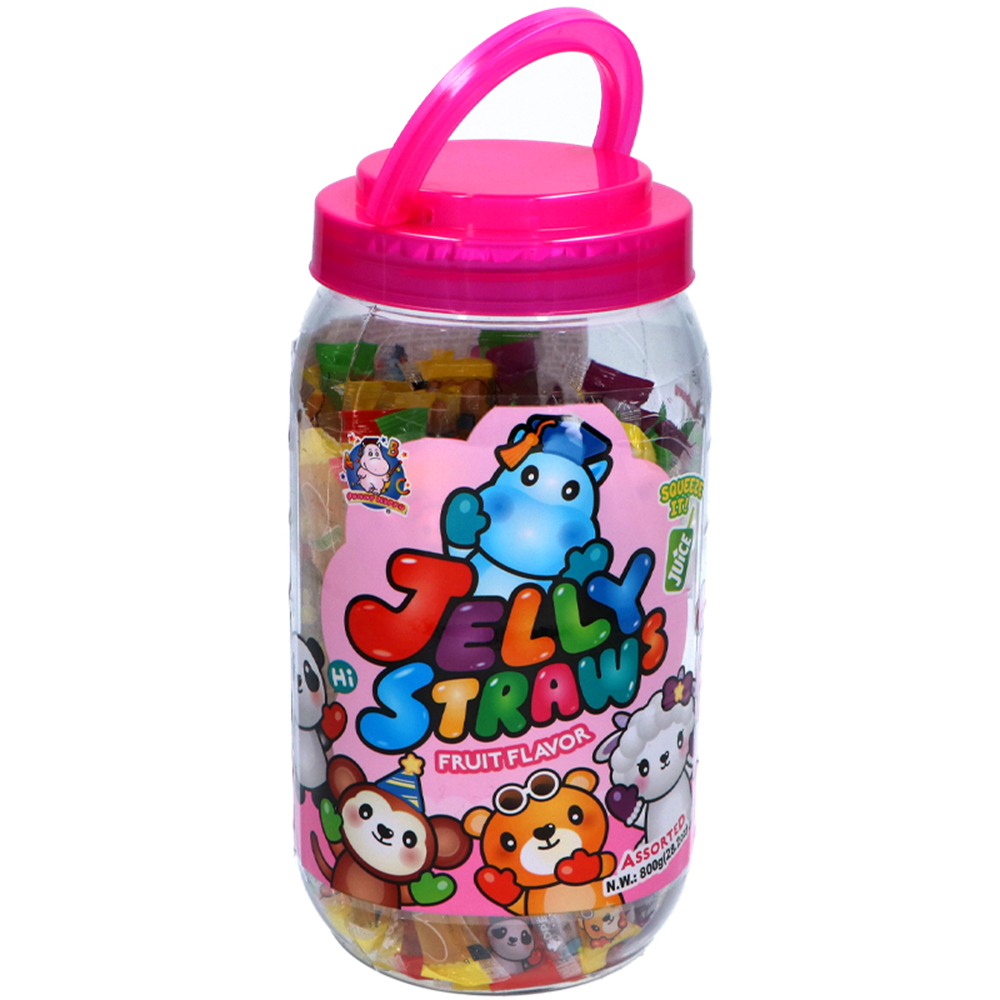 Picture of TW | ABC | Animal Friends Jelly Straw Jar - Different Flavors | 8x800g.