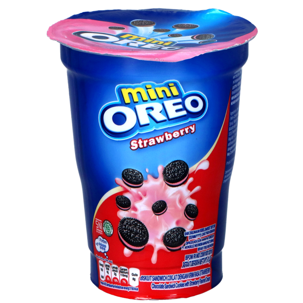 Picture of ID | OREO | Mini Chocolate Sandwich Cookies  in Cup - Strawberry Flavor | 24x61,3g.