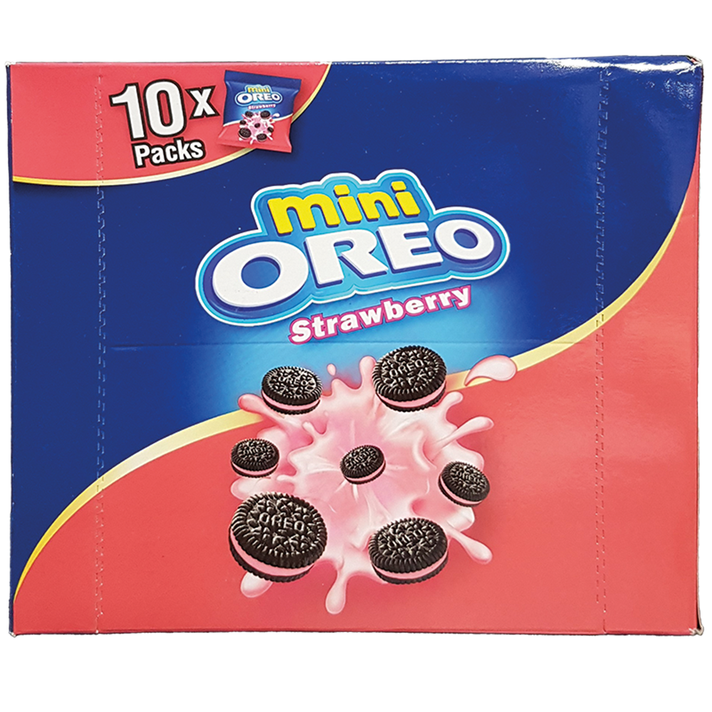 Picture of ID | OREO | Mini Chocolate Sandwich Cookies (10 Packs) - Strawberry Flavor | 6x(10x20,4g.)