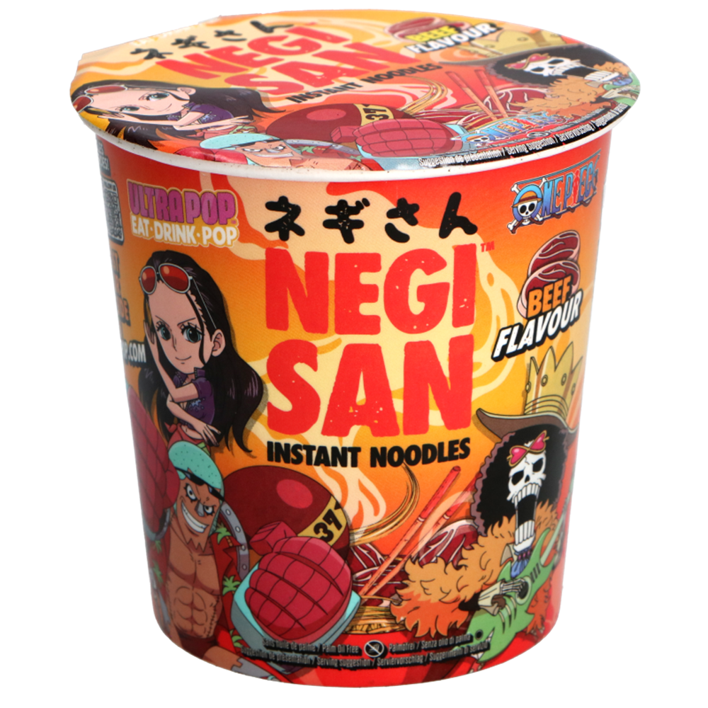 Afbeelding van EU | Ultra Pop | Negi San | One Piece - Beef Flavored Instant Noodles | 8x65g.