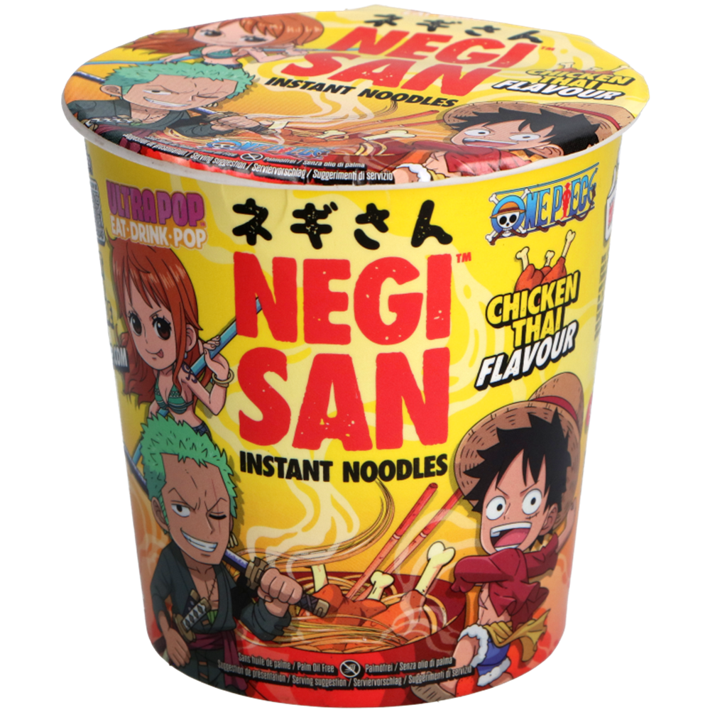 Picture of EU | Ultra Pop | Negi San | One Piece - Chicken Thai Flavored Instant Noodles | 8x65g.