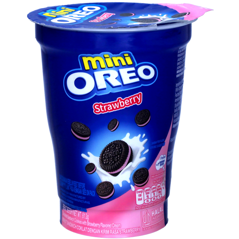 Afbeelding van ID | OREO | Mini Chocolate Sandwich Cookies  in Cup - Strawberry Flavor | 24x61,3g.