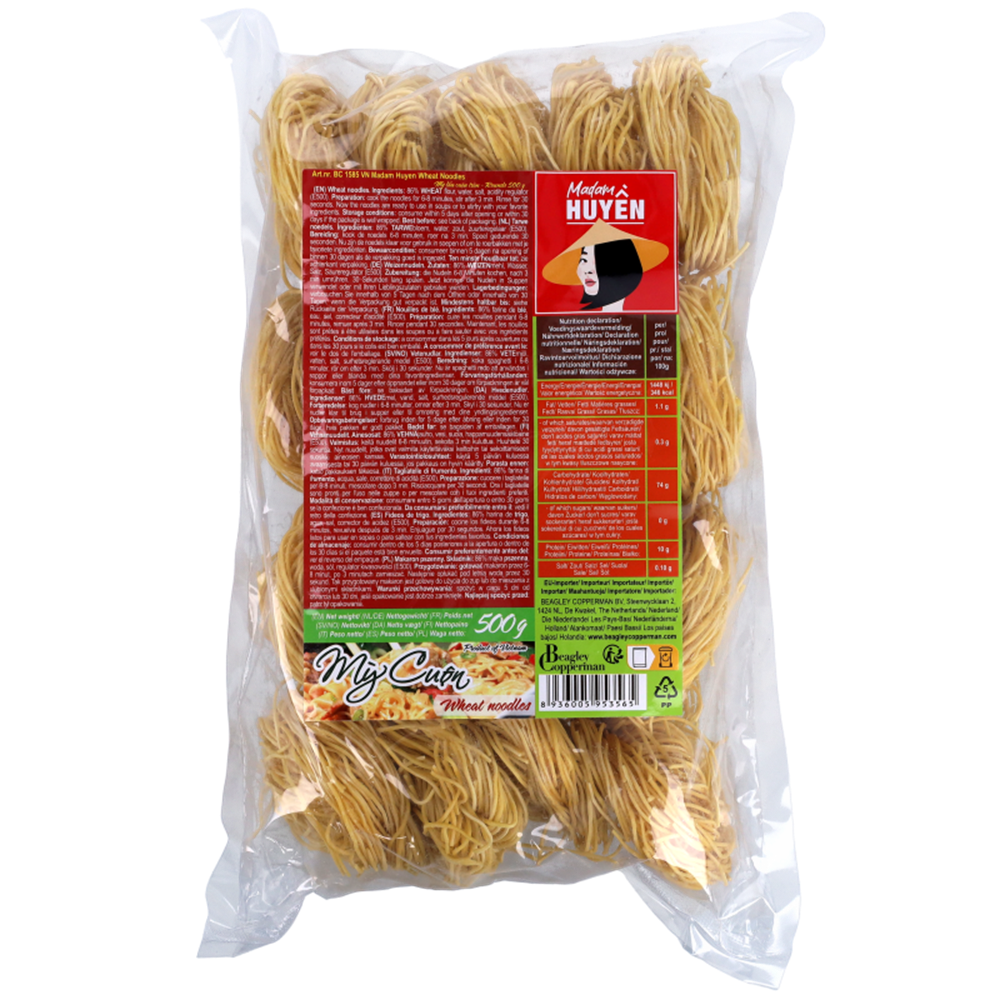 Picture of VN | Madam Huyen | Wheat Noodles -Mì lẩu cuốn tròn - Rounds | 30x500g.